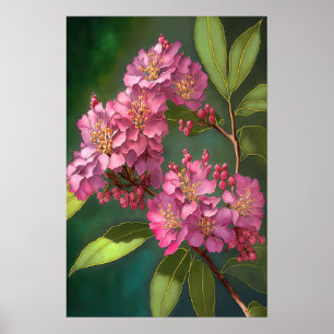 Pink Crepe Myrtle Fleurs Art Imprimer Poster