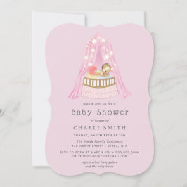 Pink Crib Baby Girls Kinderdusche Einladung