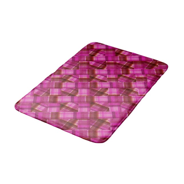 Pink Crisscross geprüft Tartan Design, Badematte (Schrägansicht)