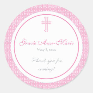 Pink Cross Address Label/Bevorzugungs-Aufkleber Runder Aufkleber