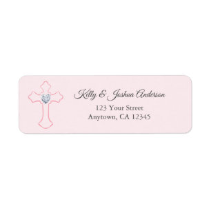 Pink Cross Baby Girl Baptisse / Christening Addres