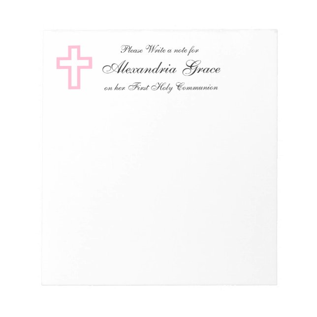 Pink Cross Personalisiert Notepad Notizblock (Vorderseite)