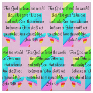 PINK CROSS UND BUTTERFLY JOHN 3:16 FABRIC STOFF