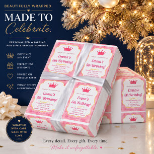 Pink Crown Birthday Einladung Zazzlemade Magie Geschenkpapier