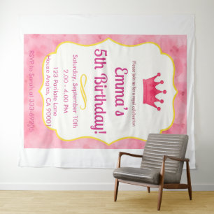 Pink Crown Birthday Einladung Zazzlemade Magie Wandteppich