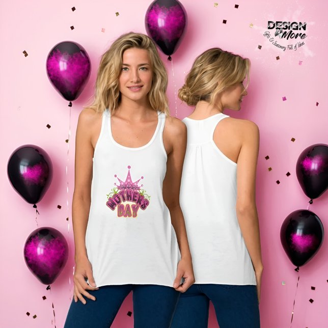 Pink Crown Happy Mütter Tag Frauen Tank Top (Von Creator hochgeladen)
