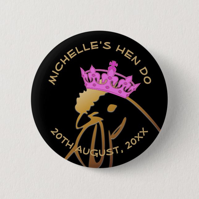 Pink Crown Hen Do Button (Vorderseite)