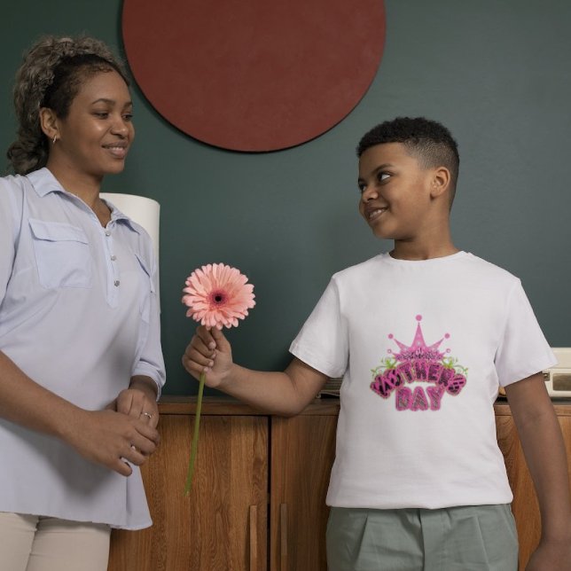 Pink Crown Joyeuses mères jour Garçons T-shirt (Créateur téléchargé)