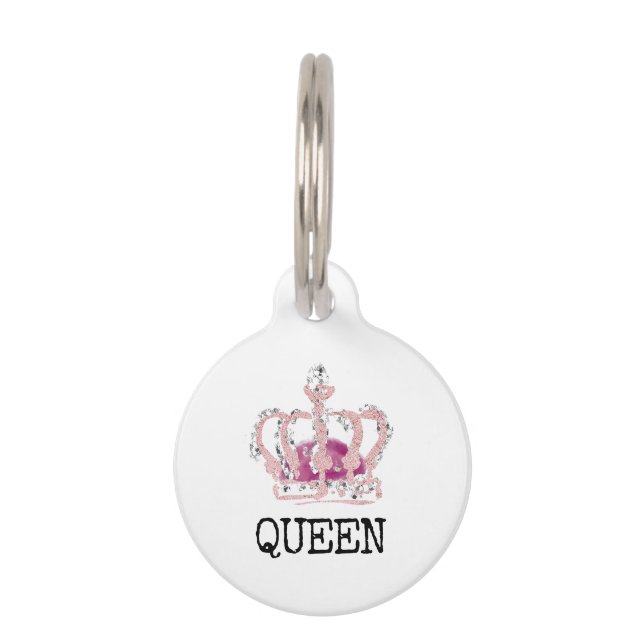 Pink Crown King Queen Haustiermarke (Vorderseite)