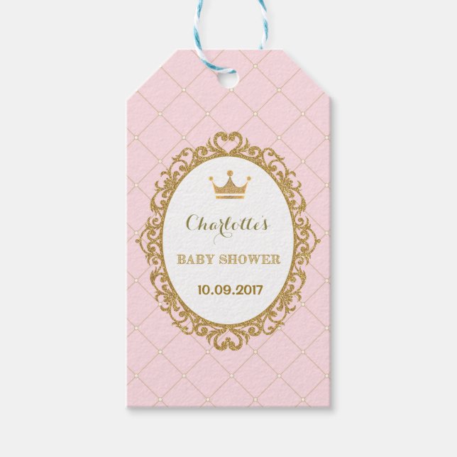 Pink Crown Princess Baby Dusche Gefallen Geschenk  Geschenkanhänger (Vorderseite)