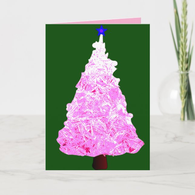 Pink Crystal Christmas Tree  Karte (Vorderseite)