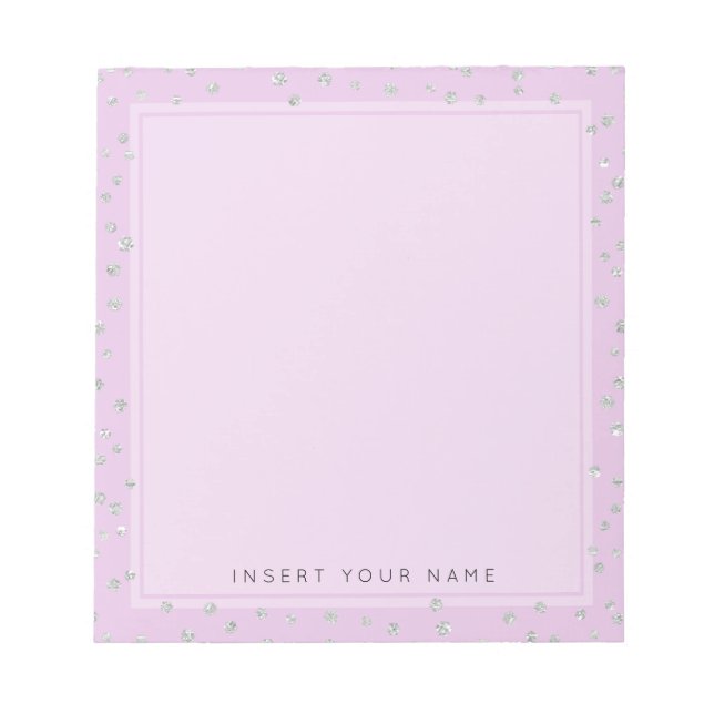 Pink Crystal Confetti Notepad 5.5" x 6" Notizblock (Vorderseite)