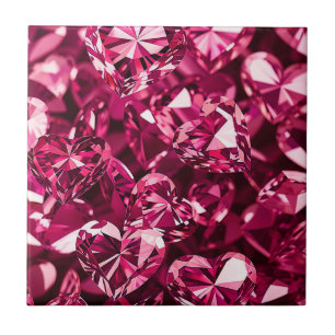 Pink Crystal Diamond Hearts Fliese