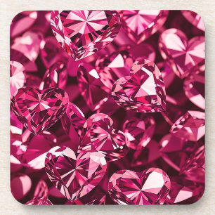 Pink Crystal Diamond Hearts Getränkeuntersetzer