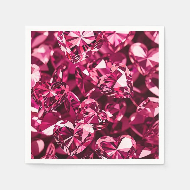 Pink Crystal Diamond Hearts Serviette (Vorderseite)