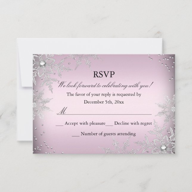 Pink Crystal Snowflake Weihnachts-Party UAWG RSVP Karte (Vorderseite)