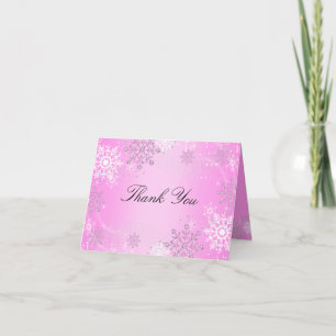 Pink Crystal Snowflake Winter Wonderland Vielen Da Dankeskarte