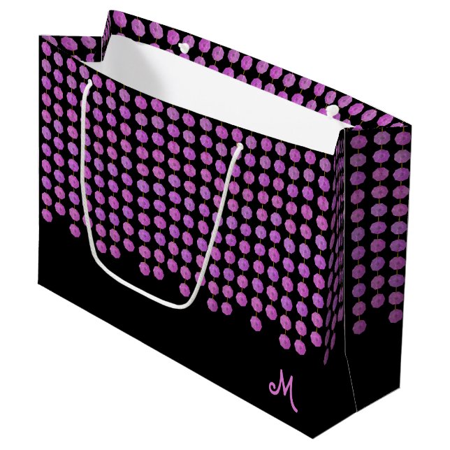 Pink Crystal Strands Monogram Cadeau Sac (Devant Angle)