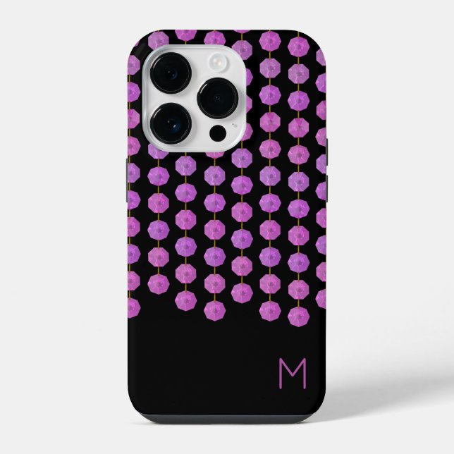 Pink Crystal Strings Monogram Phone Case iPhone 14 Pro Hülle (Rückseite)
