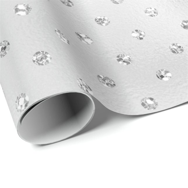 Pink Crystals Swarovski Polka Dots Silver Gray Geschenkpapier (Rolleneckpunkt)