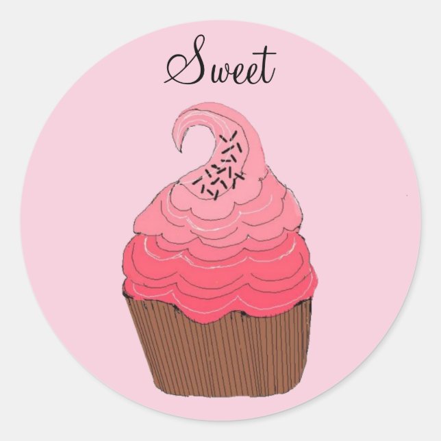 Pink Cupcake - Aufkleber (Vorderseite)