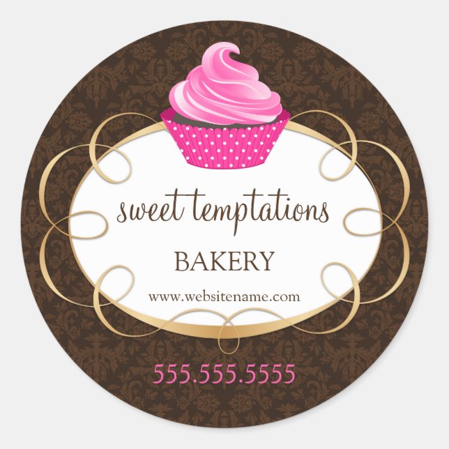 Pink Cupcake Bakery Packung Runder Aufkleber (Vorderseite)