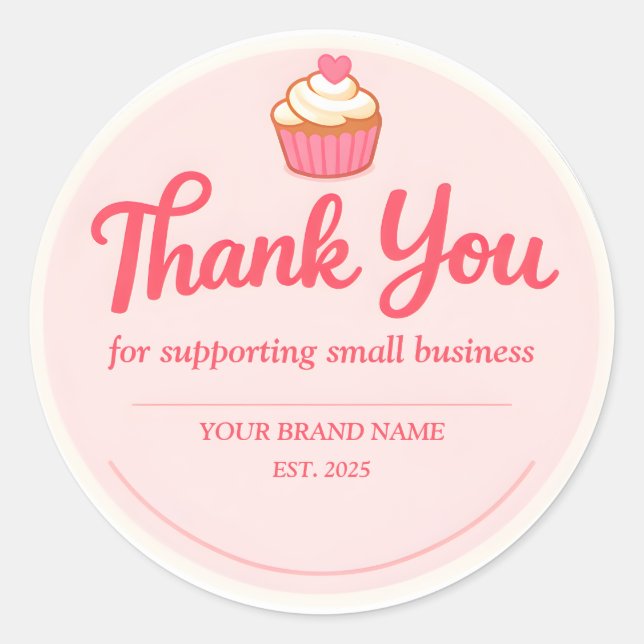 Pink Cupcake Bakery Thank You Runder Aufkleber (Vorderseite)
