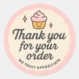 Pink Cupcake baking Thank You Sticker 