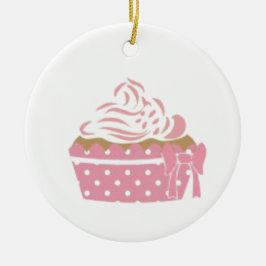Pink Cupcake Birthday Keramik Ornament