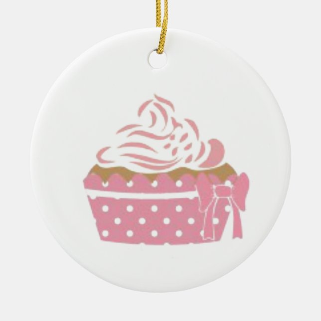 Pink Cupcake Birthday Keramik Ornament (Vorne)