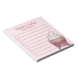 Pink Cupcake Bow Sprinkles Baby Brautparty Notizblock