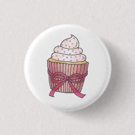 Pink Cupcake Bow Sprinkles Wedding Brautparty Button