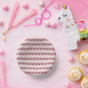 Pink Cupcake Bow Sprinkles Wedding Brautparty Pappteller