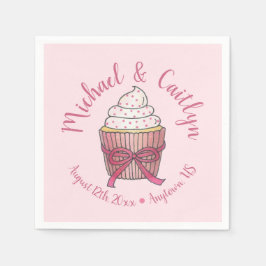 Pink Cupcake Bow Sprinkles Wedding Brautparty Serviette