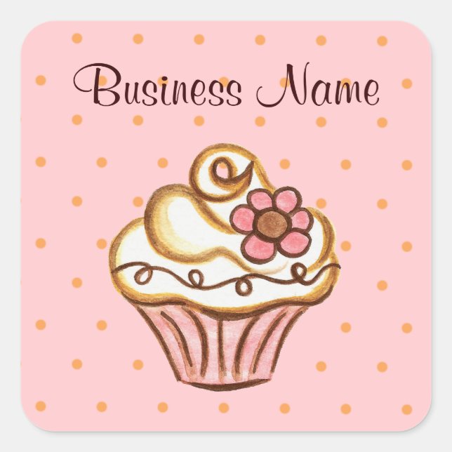 Pink Cupcake Business Stickers (Vorderseite)