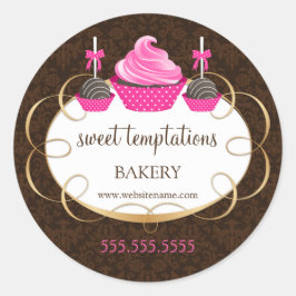 Pink Cupcake Cake Pops Bäckerei Verpackung Runder Aufkleber