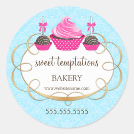 Pink Cupcake Cake Pops Bäckerei Verpackung Runder Aufkleber