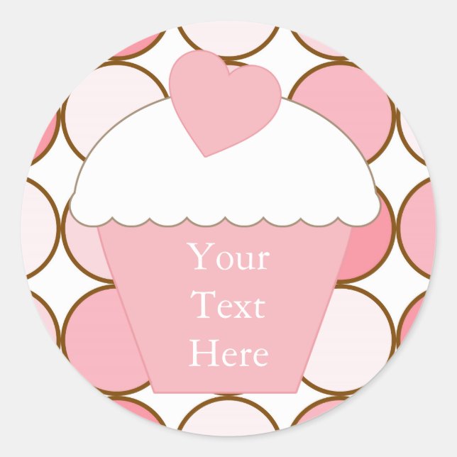 Pink Cupcake Dots Runder Aufkleber (Vorderseite)