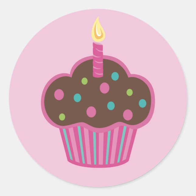 Pink Cupcake Gastgeschenk Aufkleber (Vorderseite)