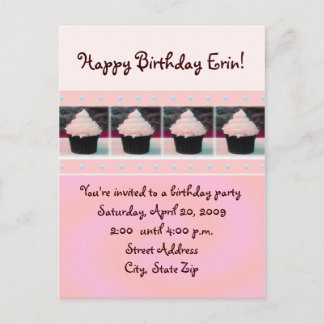 Pink Cupcake Geburtstagsempfehlung Postkarten