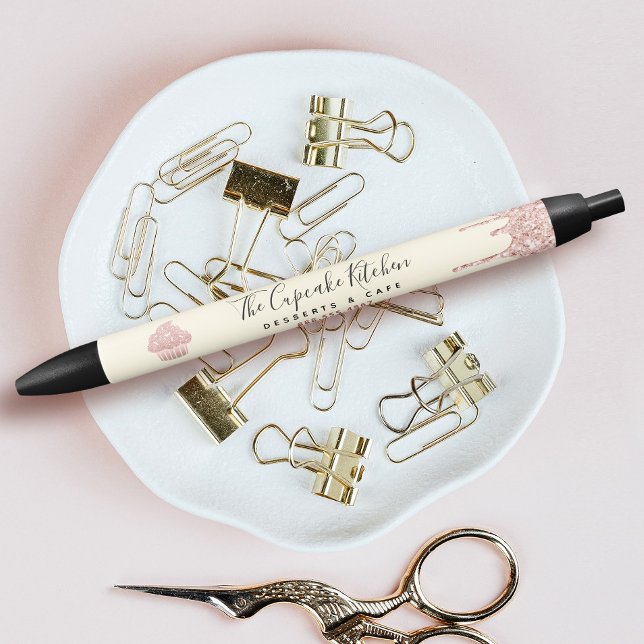 Pink Cupcake Glitter Drips Bakery Pastry Chef Gold Kugelschreiber (Von Creator hochgeladen)