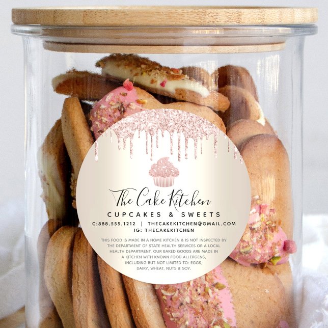 Pink Cupcake Glitter Drips Gold Bakery Chef Legal Runder Aufkleber (Von Creator hochgeladen)