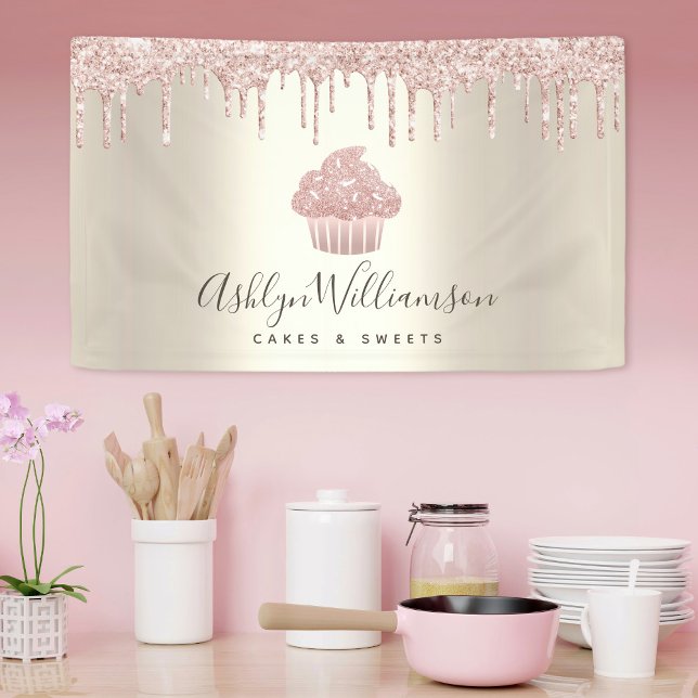 Pink Cupcake Glitzer Tropfen Konditorei Koch Bäcke Banner (Von Creator hochgeladen)