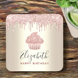 Pink cupcake Glitzer Tropfen moderne gürtelgoldene Rechteckiger Pappuntersetzer<br><div class="desc">Entspannen Sie sich mit Ihrem Lieblingsgetränk und schützen Sie Ihre Möbel mit diesen einfachen, modernen, gürtlichen und stilvollen individuelle Name Papier-Untersetzer. Ein glänzender, schicker, goldener Kuchen aus der Rose, elegante Schrift-Typografie und Glitzer-Tropfen überlagern ein Imitat metallisches Champagner-Gold-Hintergrund. Personalisieren Sie Ihre Daten mit dem Namen und der Nachricht Ihrer Wahl. Wählen...</div>