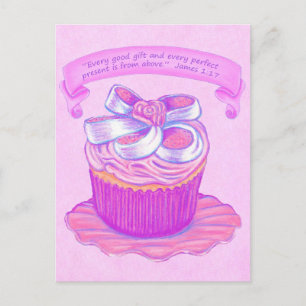 Pink Cupcake~gutes Geschenk über der Schrift Postk Postkarte