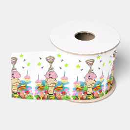 Pink Cupcake Happy Birthday Ribbon Ripsband