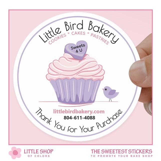 Pink Cupcake individuell anpassbare Bäckerei Viele Runder Aufkleber (Von Creator hochgeladen)