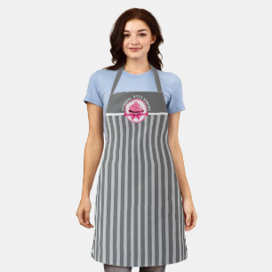 Pink Cupcake Kurve Text Graue Streifen Bäckerei Sc Schürze