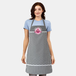 Pink Cupcake Kurve Text Gray Polka Dot Bäckerei A Schürze