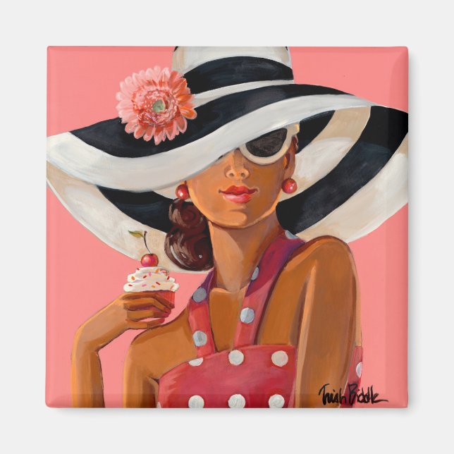 Pink Cupcake Lady von Trish Biddle Magnet (Vorne)